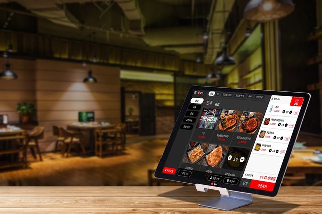 한 음식점에 놓인 티오더의 태블릿 메뉴판의 모습.[사진=티오더]