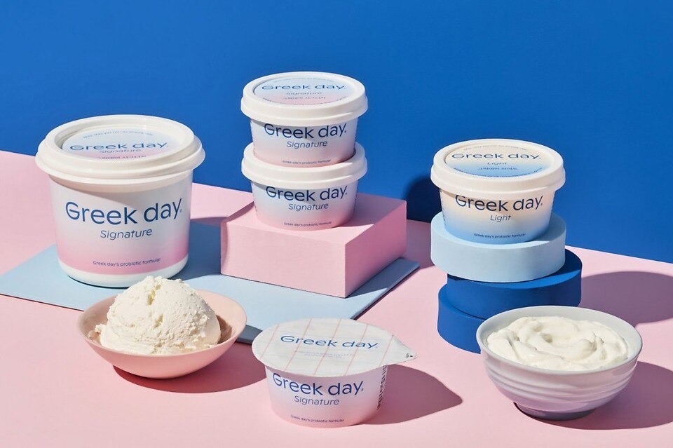 스위트바이오의 그릭요거트 브랜드 그릭데이의 제품 라인업. 그릭데이는 컬리, 쿠팡프레시 등 오픈마켓에서 큰 인기를 끌고 있다.[사진=스위트바이오]